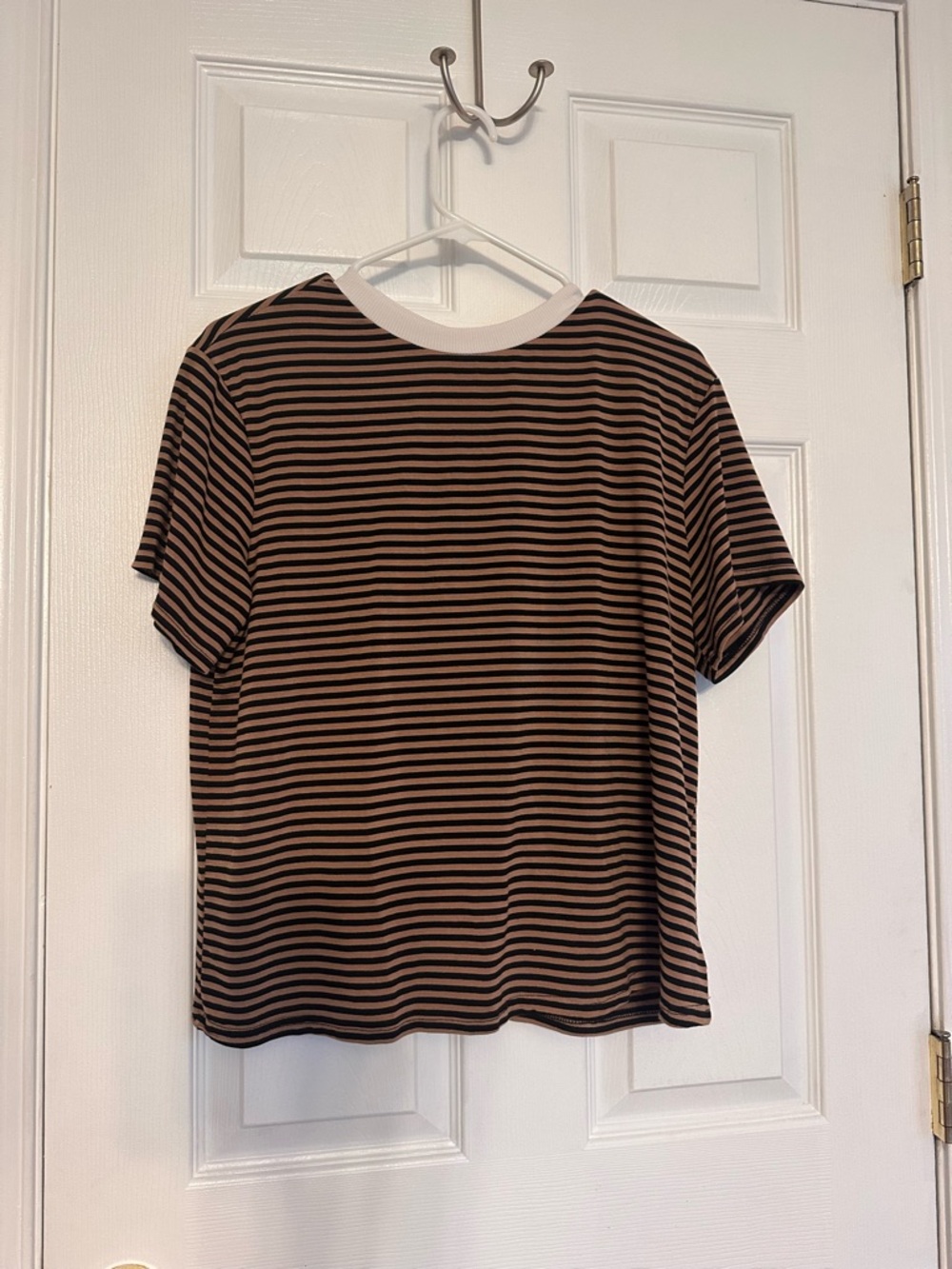 SHEIN Brown and Black Striped Top